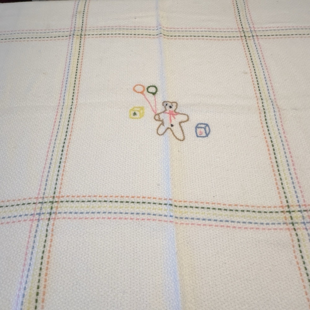 The Three Weavers Handwoven Rainbow Fringed Baby Blanket Orlon‎ Acrylic Vintage